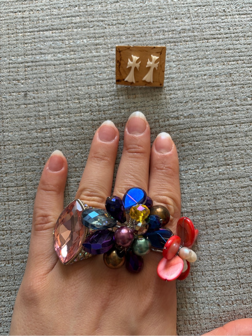 BUNDLE of FOUR Multicolor Statement Flower Cluster Rings Women Jewelry